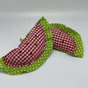 Pair of Watermelons / Farmhouse Style Tiered Tray Decor / Stuffed Fabric Fruit